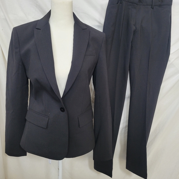 Theory Black Gabe B Jacket Virgin Wool Pant Suit Sz 2 - Picture 5 of 12